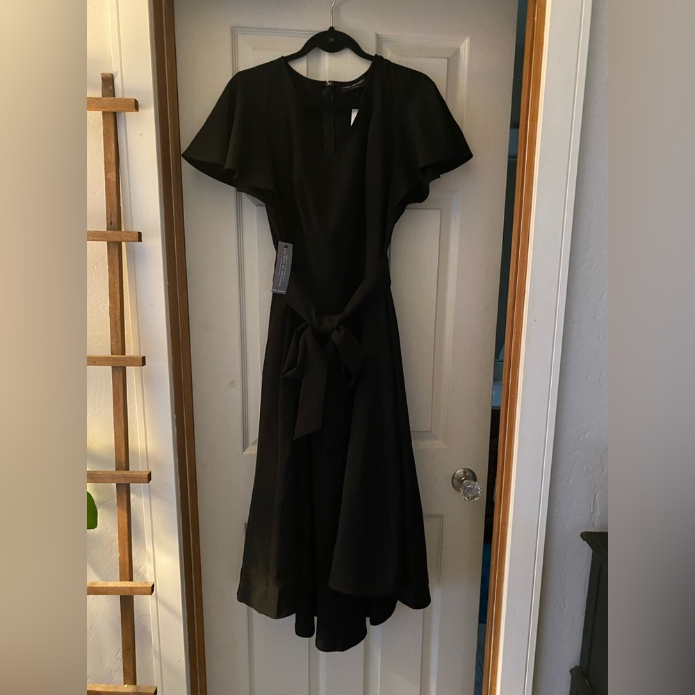 Accepting offers- Lane Bryant Black Midi Flutter-Sleeve Tie-Waist Dress